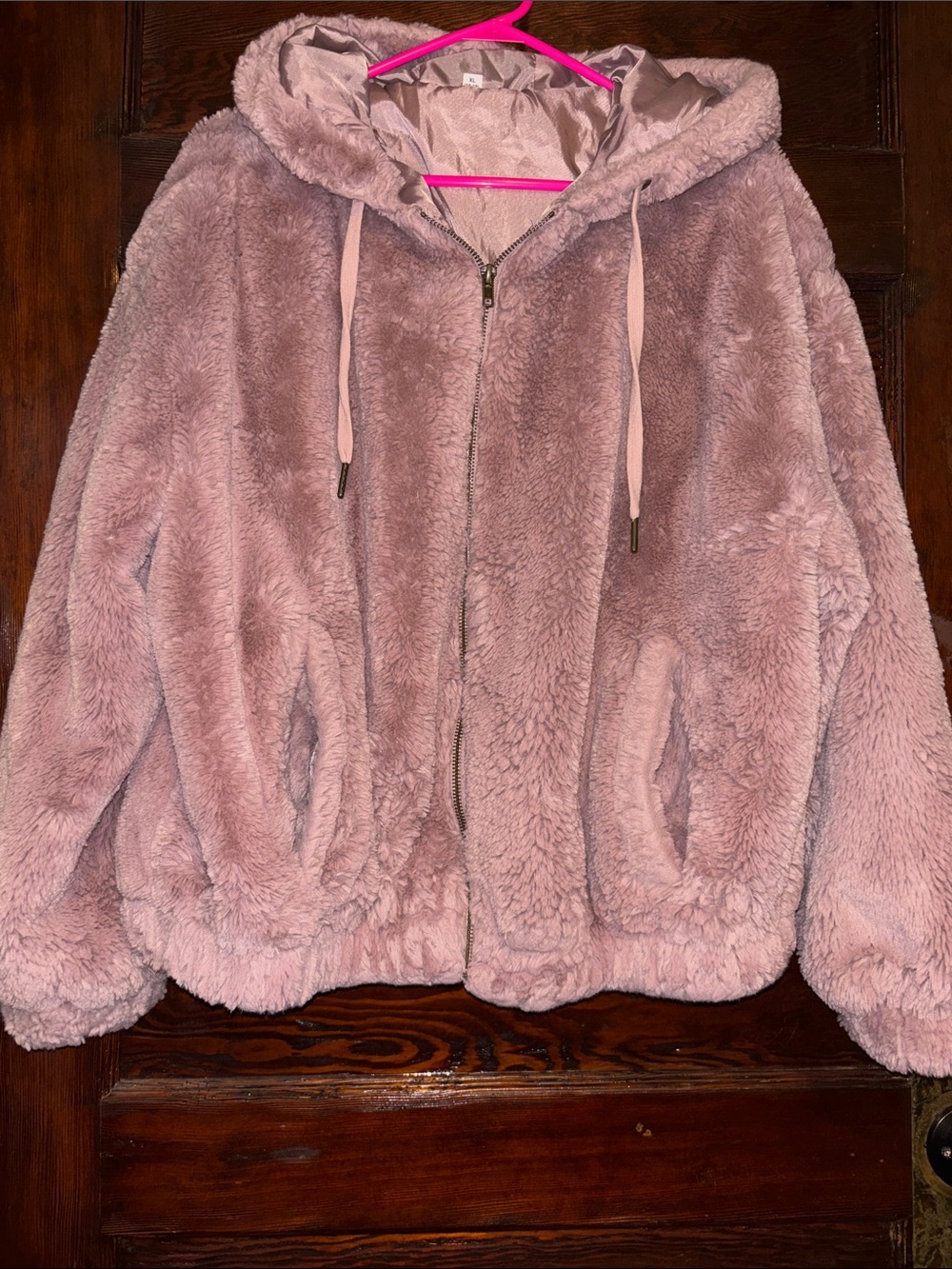 Cozy Hooded Teddy Jacket - Taupe